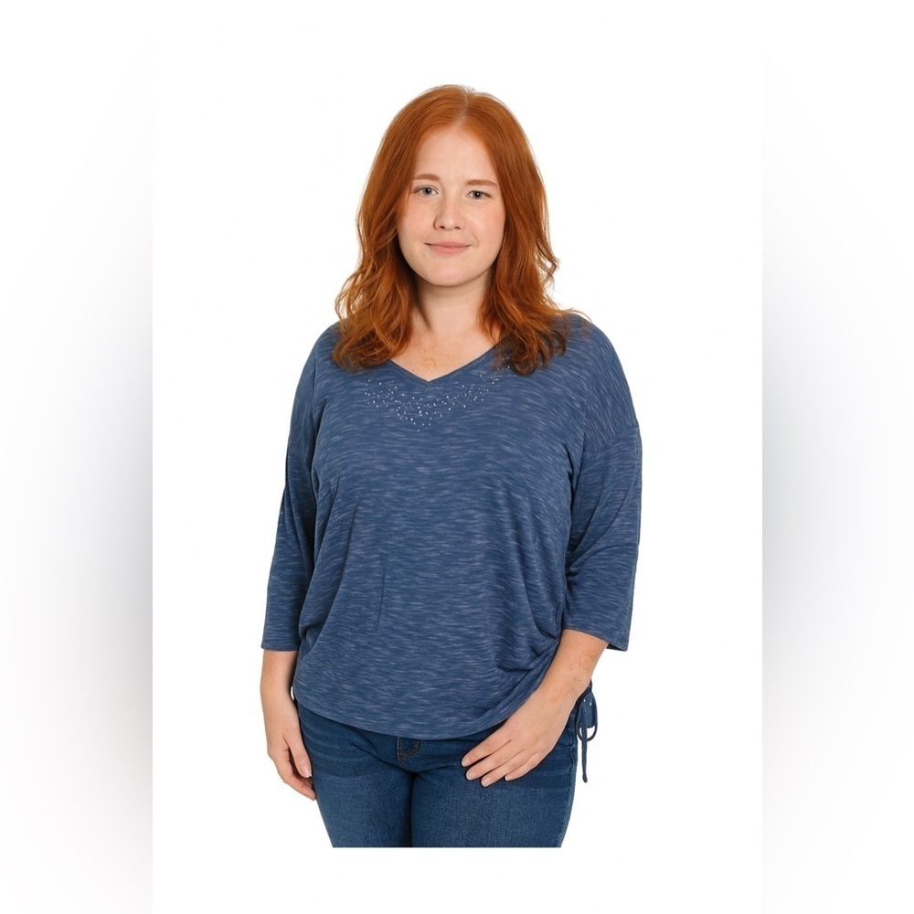 Gloria Vanderbilt Blue Blouse Gems Size 3X